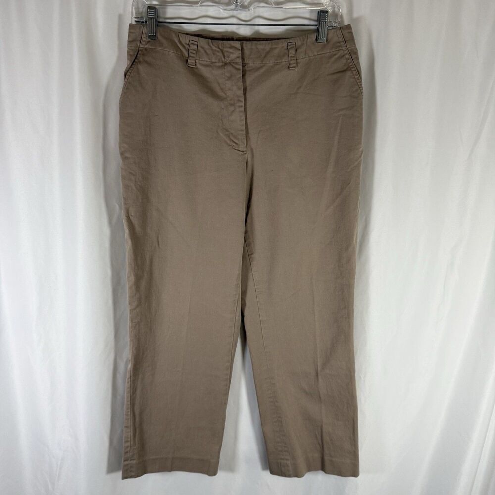 Brooks Brothers 346 Pants Women's 8 Khaki Flat Front Cotton Blend 25" In Crop